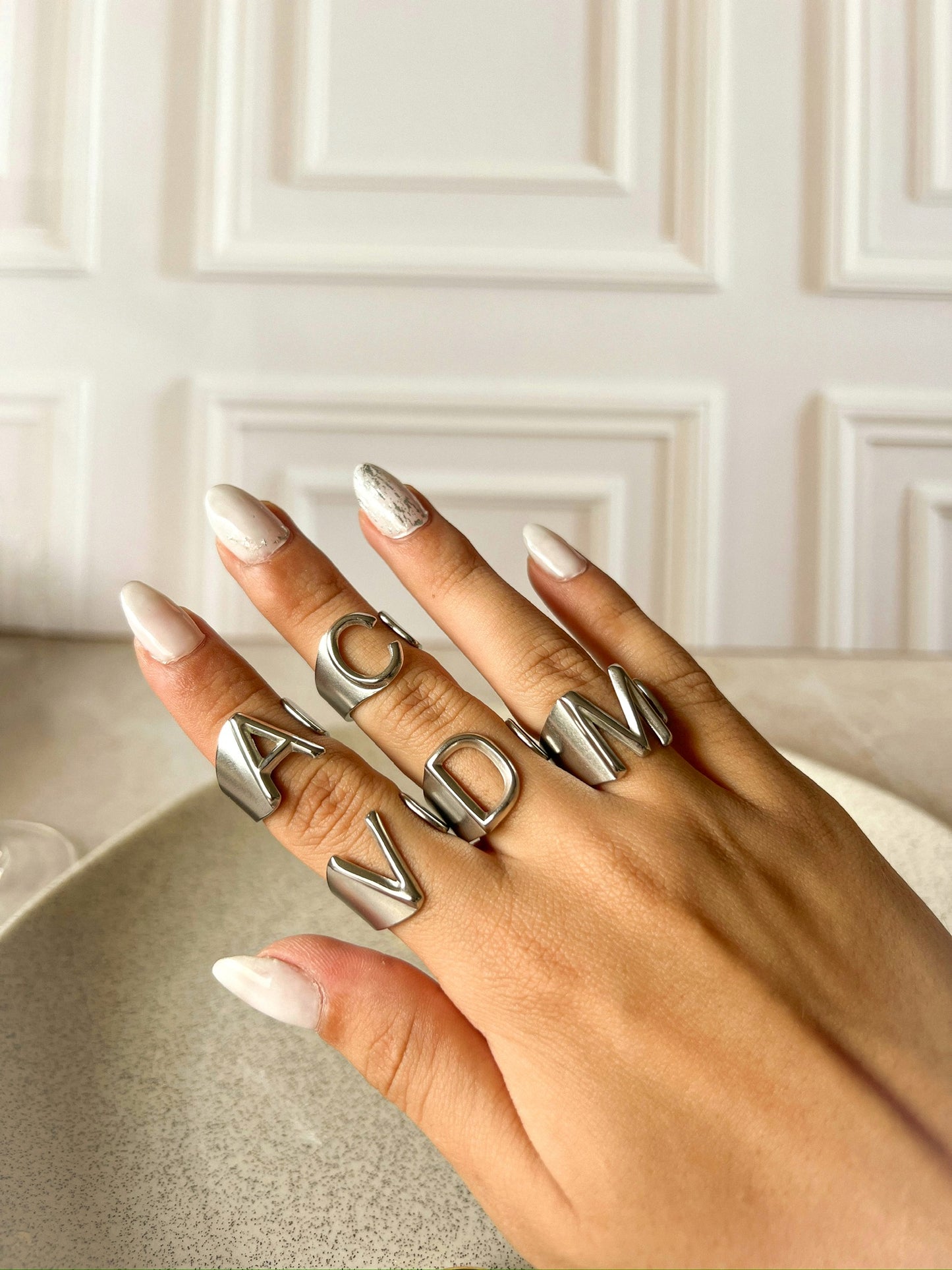 Anillo silver de letras